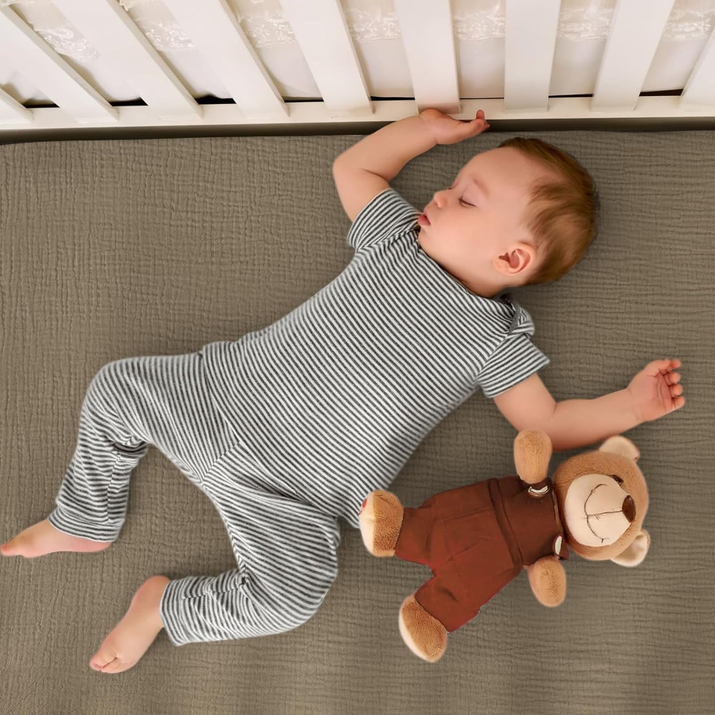 lulumoon Mini Crib Sheets Muslin: Soft Cotton Fitted Mini Crib Mattress Sheets for Boys and Girls