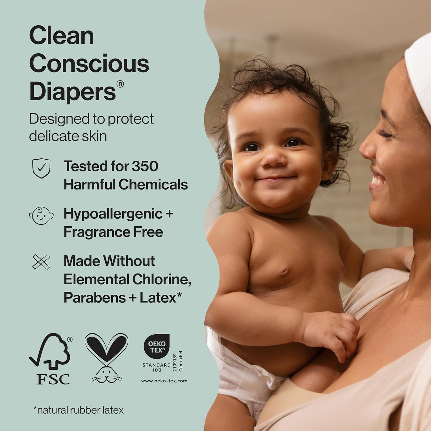 The Honest Company Clean Conscious Diapers for Delicate Skin | Up to 100% Leakproof |