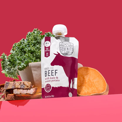 Serenity Kids 6+ Months Baby Food Pouch Puree - Grass Fed Beef, Kale & Sweet Potato - Ethically