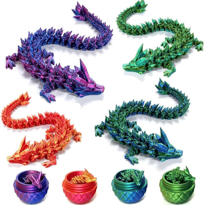 12inch 3D Printed Dragon Egg,Mystery Crystal Dragon Fidget Toys,Articulated Dragon,Home Desk Decor Easter Surprise Dinosaur Eggs,Adults Fidget Toys for Autism/ADHD (Laser Red)