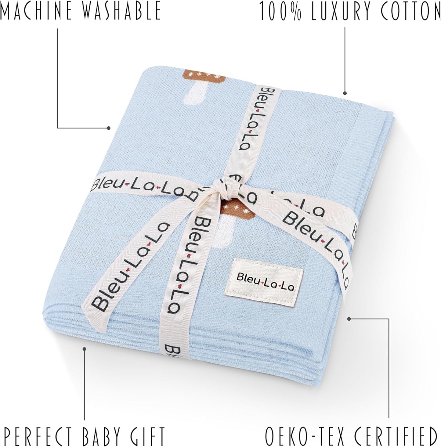Mushroom Baby Blanket for Boys 100% Cotton Buttery Soft Cozy Receiving Swaddle Crib Stroller