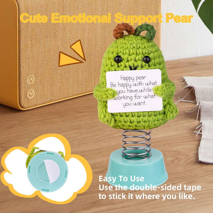 Handmade Emotional Support Crochet Avocado, Funny Shaking Avocado Knitting Doll Car Dashboard Decoration Gift with Base for Car Home Office Desk Decoration(Mr. Potato)
