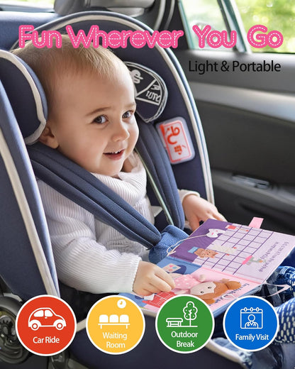 Interactive Sensory Soft Cloth Book, Educational Crinkle Quiet Activity Busy Book for Babies,Toddler Travel Toy Gift for Boys and Girls (Hello Potty)