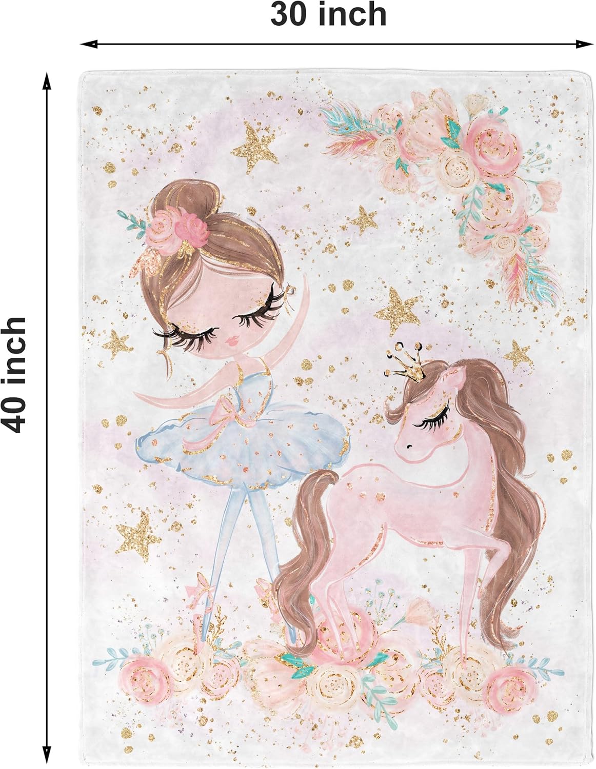 UNIQUE Little Ballerina Girl Ultra Soft Fleece Baby Blanket 30x40in, Ballet Baby Blanket, Girl