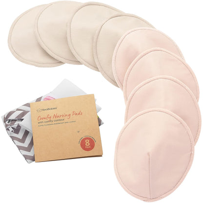 Organic Nursing Pads - 8 Washable Viscose Derived from Bamboo Breastfeeding Pads, Wash Bag
