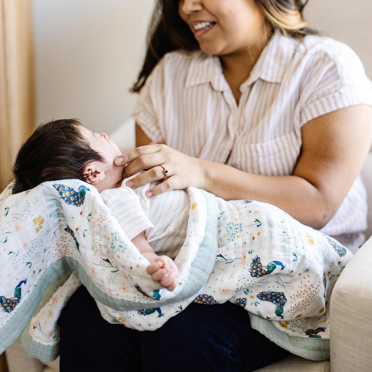 Little Unicorn Newborn Receiving Quilt | Ultra- Soft, Multi-Layered Muslin Fabric | Gift for
