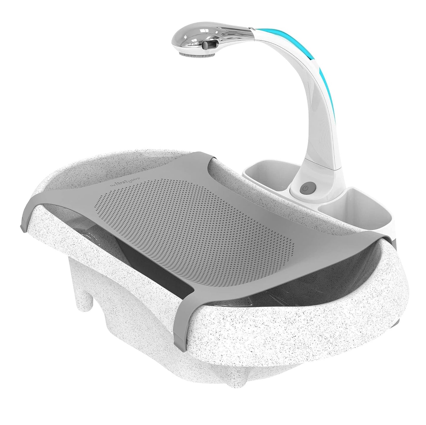 The First Years Rain Shower Baby Bathtub Set - Includes Infant Sling, Soothing Spray Shower Head