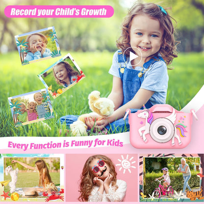 Upgrade Kids Camera for Girls, Christmas Birthday Gifts for Boys, 1080P HD Selfie Digital Video Camera for Toddlers, Cute Portable Little Girls Boys Gifts Toys for 3 4 5 6 Years Old