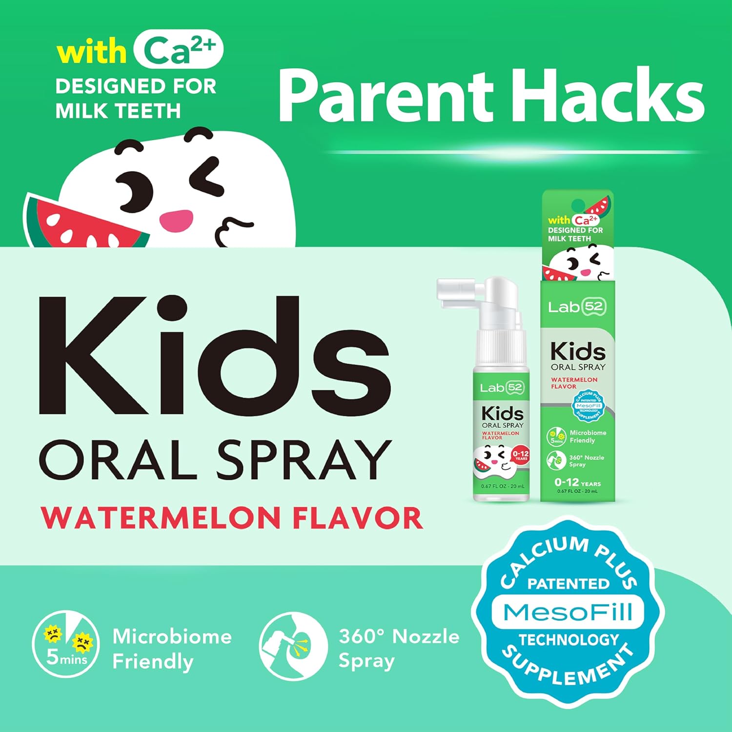 LAB52 Kids Oral Spray, Toddler Toothpaste Helper for Daily Oral Care and Fresh Breath, Children