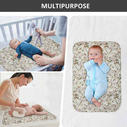 Baby Diaper Changing Pad, 21 5/8" x 31.5" Waterproof Changing Pad Liners - Reusable Soft and Absorbent Portable Changing Mat(Leaf1PCS)