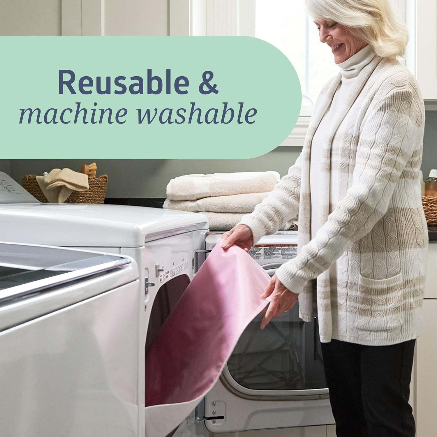 Medline Washable Bed Pads for Incontinence, Large 34 x 36 inch Reusable Underpads, 4 Pack, Pee Pads