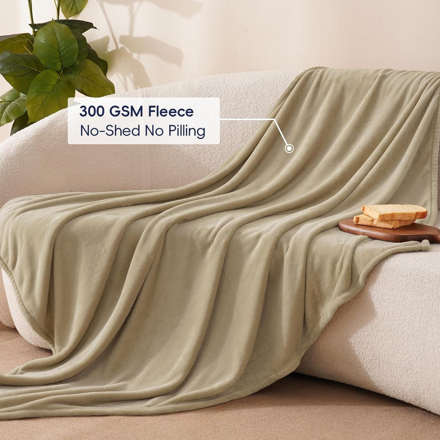PHF Ultra Soft Fleece Throw Blanket, No Shed No Pilling Luxury Plush Cozy 300GSM Lightweight
