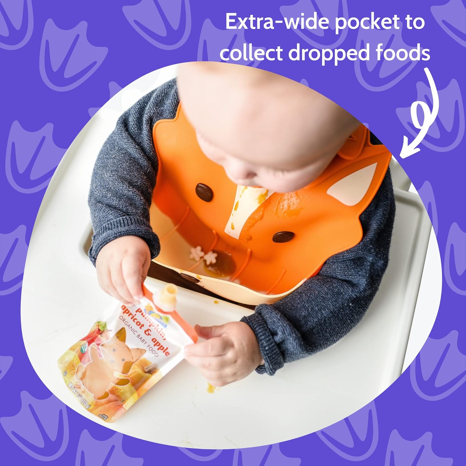 Silly Goose Set of 2 Silicone Baby Bibs, for Babies and Toddlers, Waterproof, Adjustable, Soft