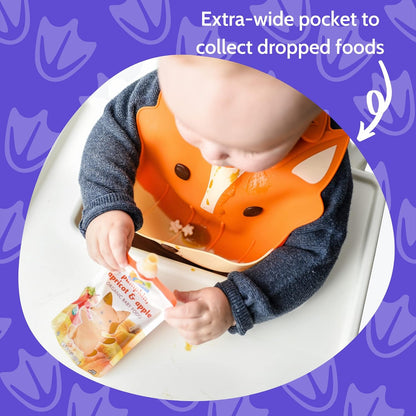 Silly Goose Set of 2 Silicone Baby Bibs, for Babies and Toddlers, Waterproof, Adjustable, Soft
