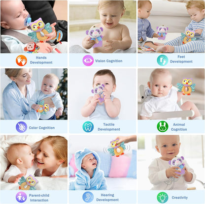 BLOOBLOOMAX Sock rattles for Babies 0-24 Months Baby Animal Foot Finder Educational Toys