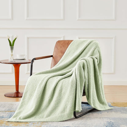 CYMULA Knit Throw Blanket for Mint Green - Super Soft Lightweight Plush Fuzzy Fluffy Cozy Blankets