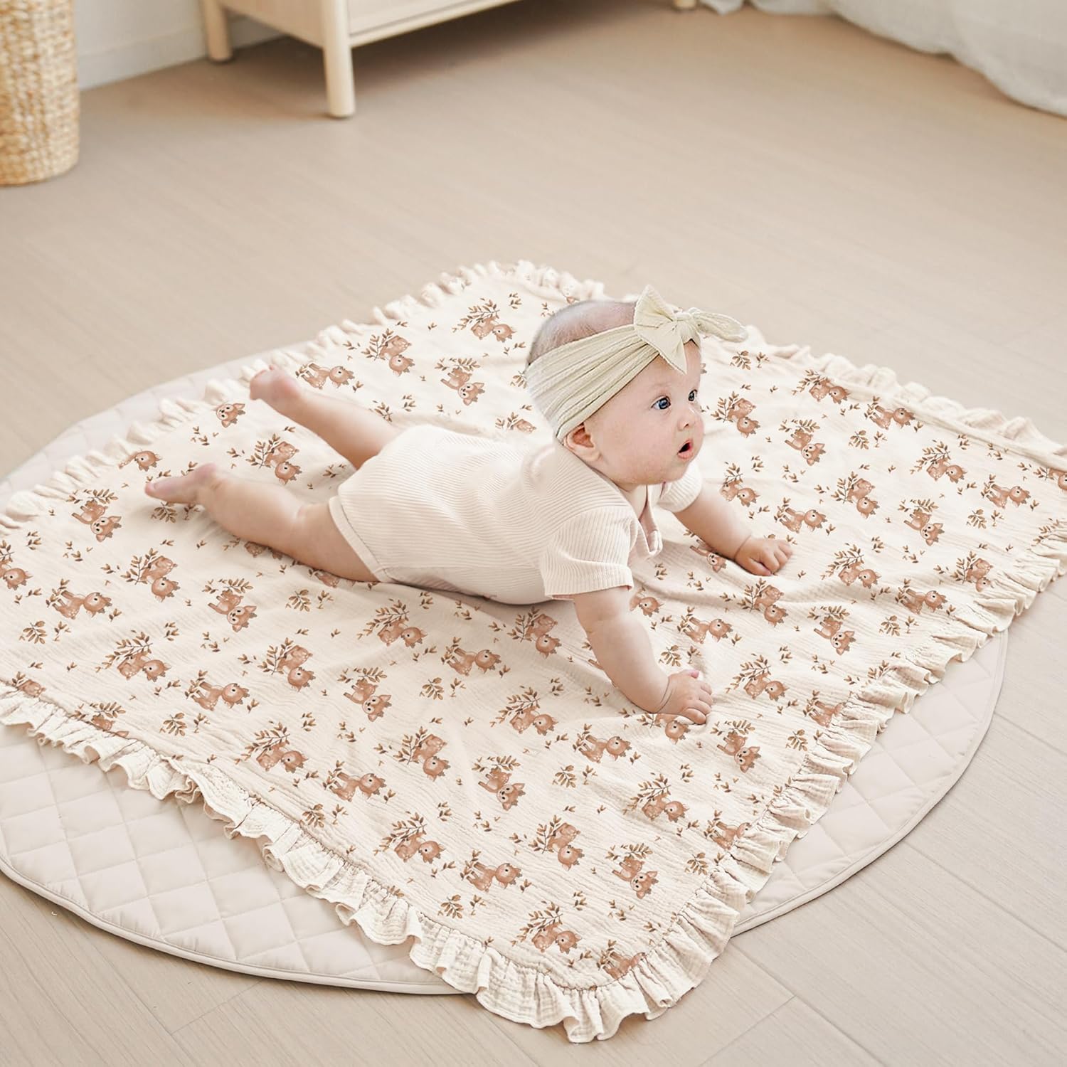Konssy Flounce Muslin Baby Blankets, Cotton Crib Blanket for Baby Infant Toddler, Super Soft and