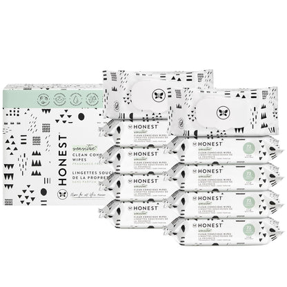The Honest Company Clean Conscious Multi-Use Wipes | Hypoallergenic + Unscented for Sensitive Skin | Over 99% Water, Compostable, Plant Based, Baby Wipes | Pattern Play, 720 Count