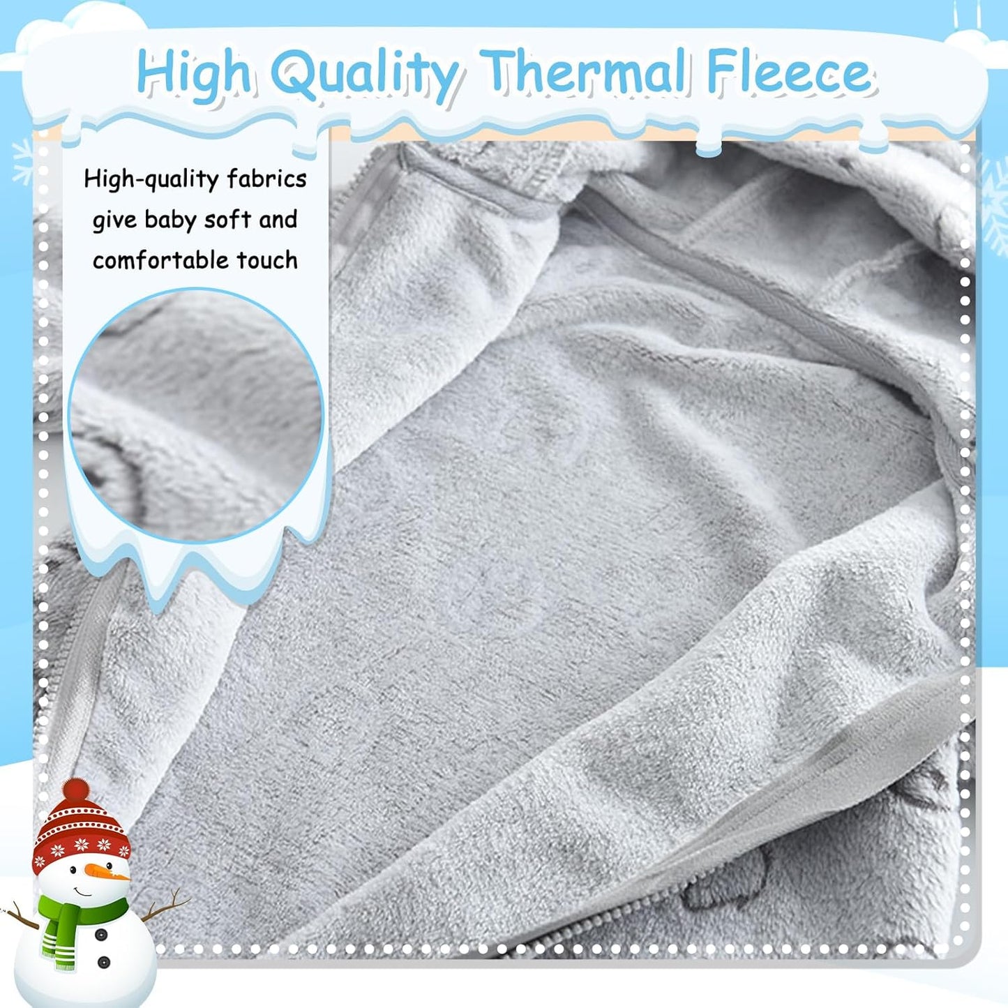 Fairy Baby Newborn Baby Bear Onesie Thin Fleece Footie Romper Snowsuit Hooded Jumpsuit Bodysuit Winter Outwear Boy Girl 0-12M