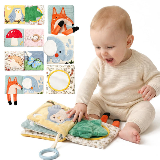 Macabaka Montessori Soft Baby Book - Sensory Book for Babies 0-12 Months with Crinkle Paper, Touch