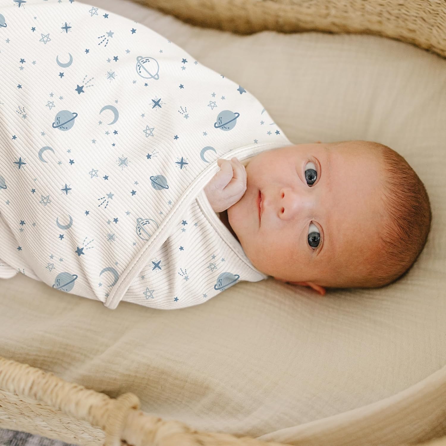 Konssy Knit Baby Blanket 2 Pack, Soft Ribbed Swaddle Receiving Blankets for Boys & Girls