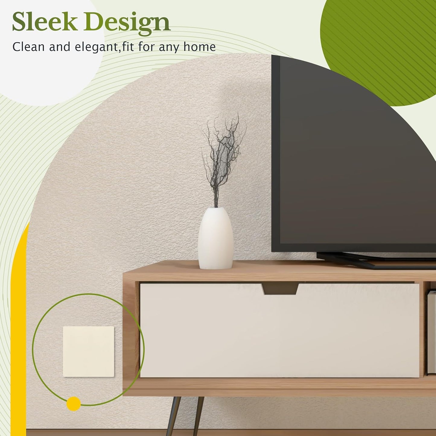 TG Screwless Double Blank Wall Plate, Child Safe Blank Device Outlet Cover, Mid-Size 2-Gang 4.88" H x 4.92" L, Polycarbonate Thermoplastic, UL Listed, SP-MB2-LA5P, Light Almond (5 Pack)