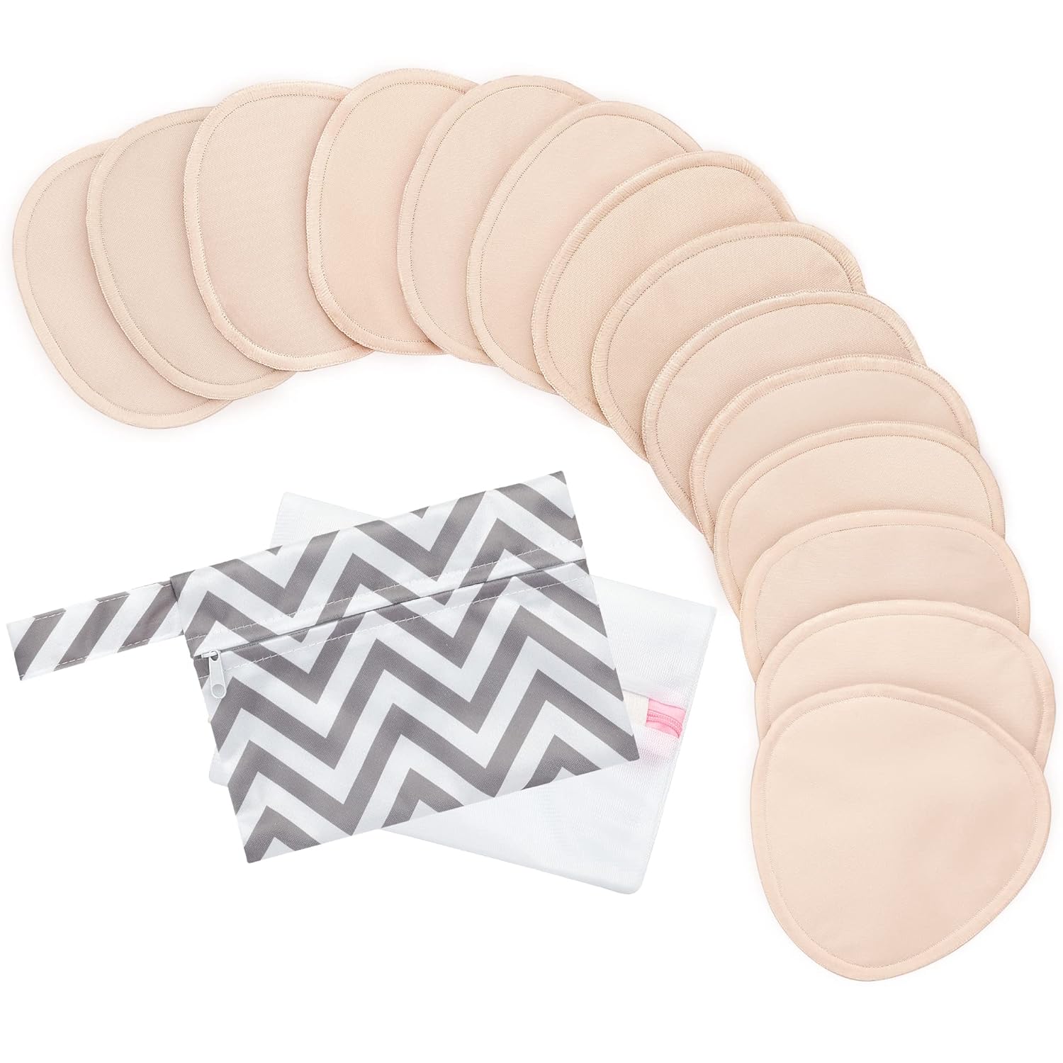 14-Pack Organic Nursing Pads - Washable Breast Pads for Breastfeeding, Nursing Bra Nipple Pads for