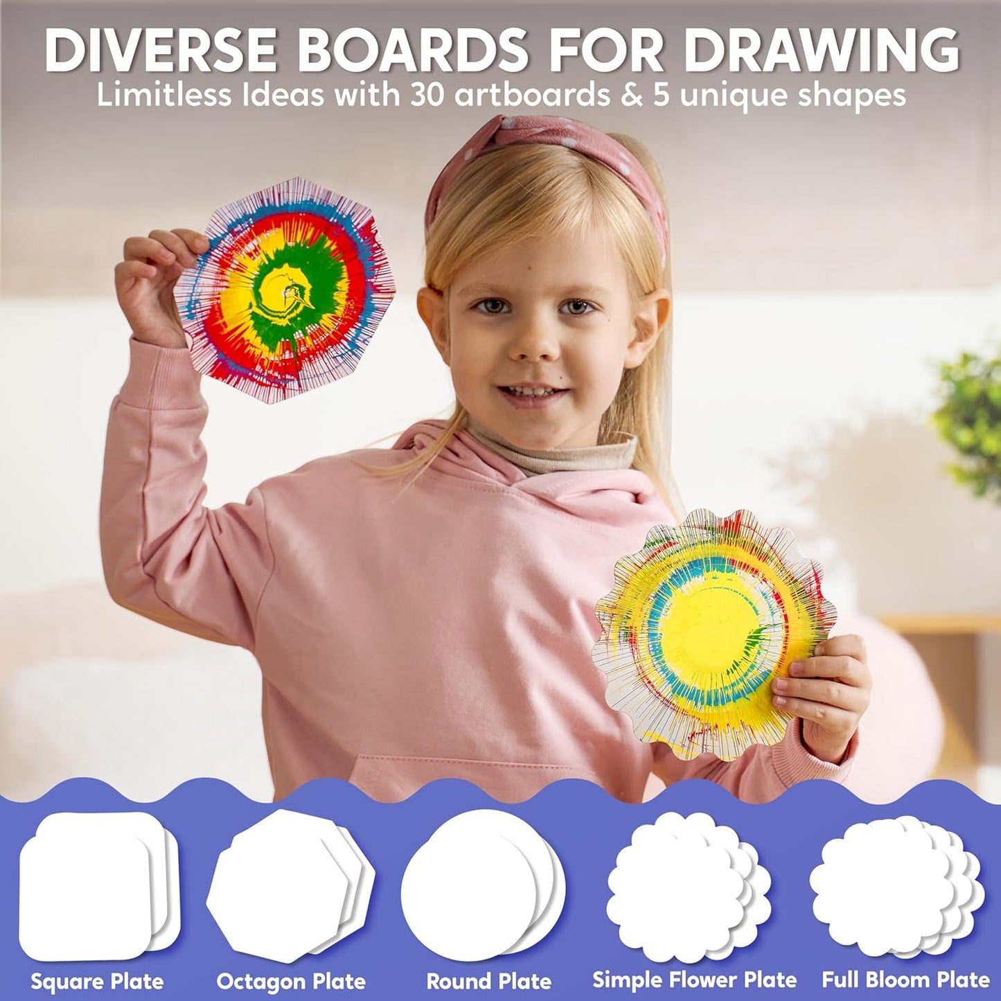 Klever Kits Spin Art for Kids, Spin Spiro Machine Kit, Arts & Crafts Paint for Boys & Girls, Painting Spinner Toys Kits, DIY Birthday Gifts for Kids Age 6 and up