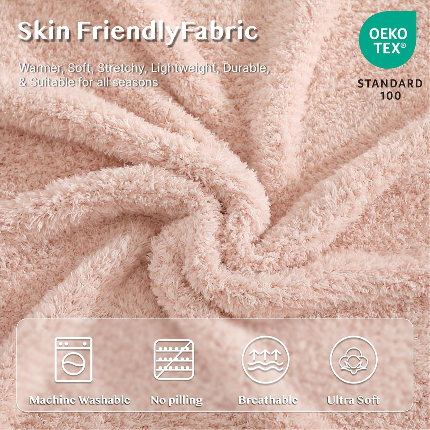 WRENSONGE Throw Blanket Cationic Dyeing Pink Soft Cozy Fluffy Warm Hand Made Throw Blankets for