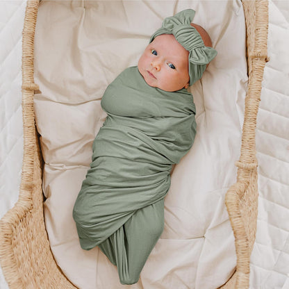Konssy Baby Girl Newborn Receiving Blanket with Matching Headband and Beanie Set Baby Swaddle Nursery Swaddle Wrap