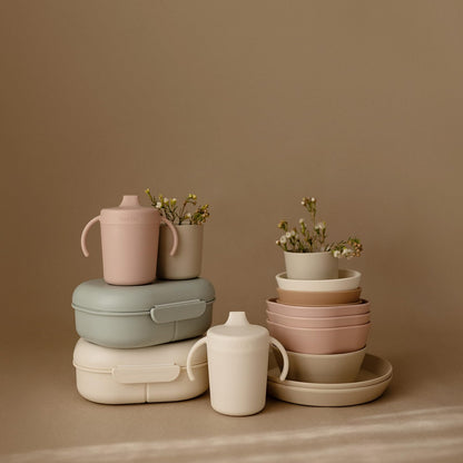 mushie Trainer Sippy Cup | Made in Denmark | Leak Resistant Twist-Off Lid & Handles | 6 Months + (Blush)