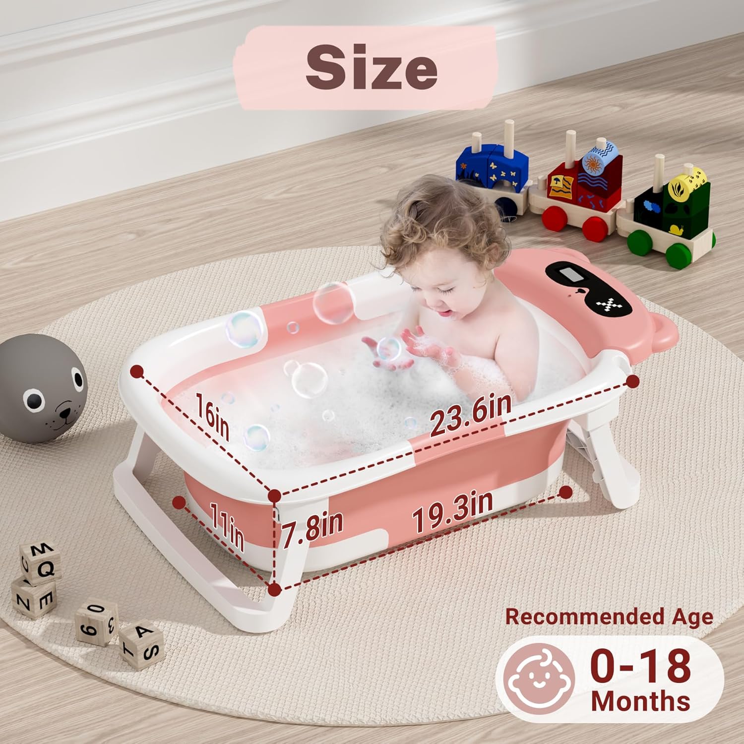 AVIDOR Baby Bathtub,Collapsible Bathtub for Newborn to Toddler,Durable Essential Infant Bath