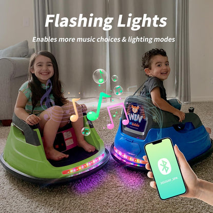 Baby Bumper Car, 6V Electric Kids Bumper Car for Toddlers with Remote Control, Bluetooth - Green