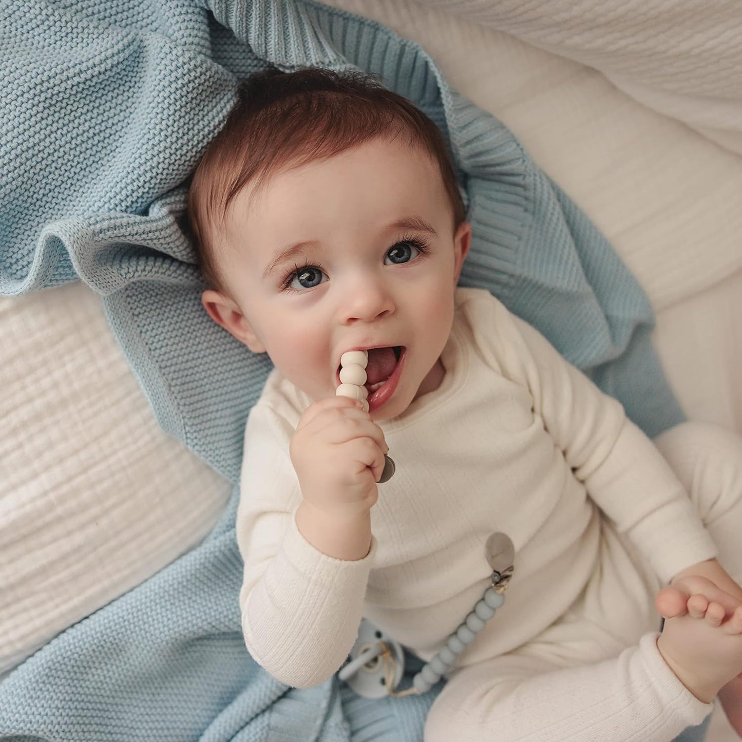 Organic Cotton Heritage Knit Receiving Blanket for Boys - 100% Luxury Soft Organic Cotton - Warm
