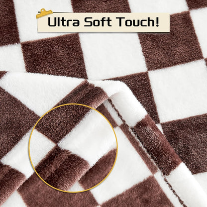 Yurhap Checkered Baby Blanket Fleece Baby Blankets Neutral for Boys Girls, Super Soft Warm