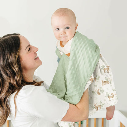 Konssy Baby Blankets for Unisex Boys Girls, Super Soft Nursery Minky Blankets with Muslin Cotton Front and Dotted Fleece Backing, Printed Bed Throws Newborn