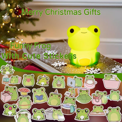 Night Light for Kids, Frog Lamp with Cute Frog Stickers, Night Lamp Bedroom Nightlight for Baby Girl Boy Teem, Silicone Animal Night Lamp Christmas Birthday Gifts, Room Decor (Frog Gifts)