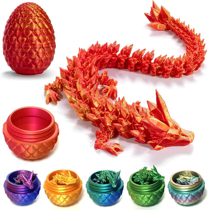 3D Printed Dragon Egg,Mystery Crystal Dragon Fidget Toys,Articulated Dragon,Home Desk Decor Easter Surprise Dinosaur Eggs,Adults Fidget Toys for Autism/ADHD