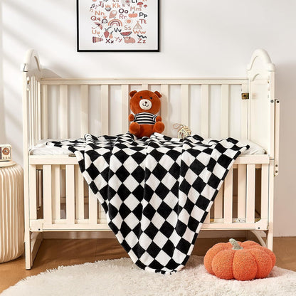 Yurhap Checkered Baby Blanket Fleece Baby Blankets for Boys Girls, Ultra Soft Cozy Fluffy Infant