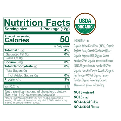 Little Bellies Organic Veggie Tubes Toddler Snack (Pack of 7 x 0.42 oz Individual Packs)