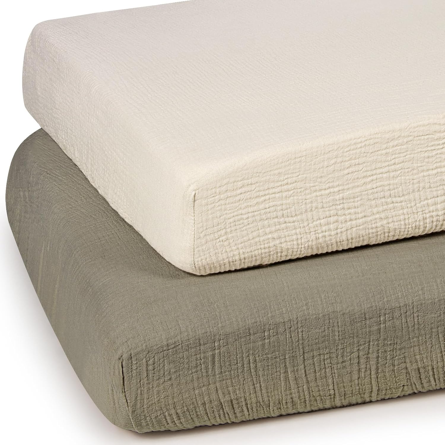 lulumoon Baby Muslin Crib Sheets - Toddler Cotton Fitted Crib Sheets Neutral for Boys and Girls