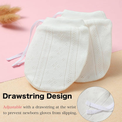 Newborn Mittens No Scratch 100% Organic Cotton 3 Packs Mitts Baby Boy Girl Neutral With String 0-12 months