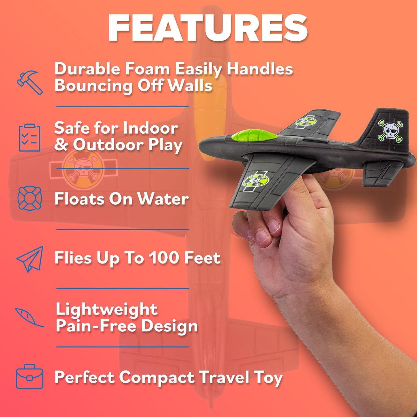 Easter Basket Stuffers For Boys: Sturdy & Durable EVA Foam Toy Airplane for Boys & Girls, 2025 Foam Glider Plane Kids Easter Gifts Airplane Toy Stocking Stuffers for Kids Toddler Spring & Summer Toys