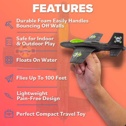 Easter Basket Stuffers For Boys: Sturdy & Durable EVA Foam Toy Airplane for Boys & Girls, 2025 Foam Glider Plane Kids Easter Gifts Airplane Toy Stocking Stuffers for Kids Toddler Spring & Summer Toys