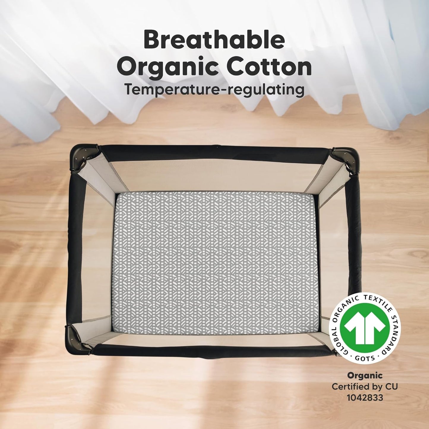 2-Pack Mini Crib Sheets Fitted - 38x26 Pack N Play Sheets for Pack and Play Mattress, Organic