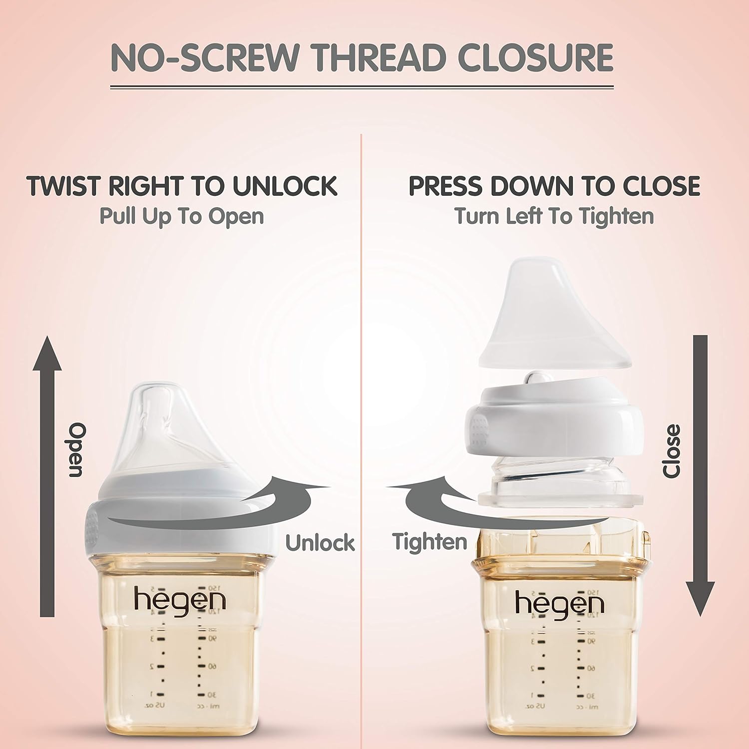 hegen Baby Bottles - Anti Colic Baby Bottles Wide Neck - Breastfeeding System 5 oz with Slow Flow