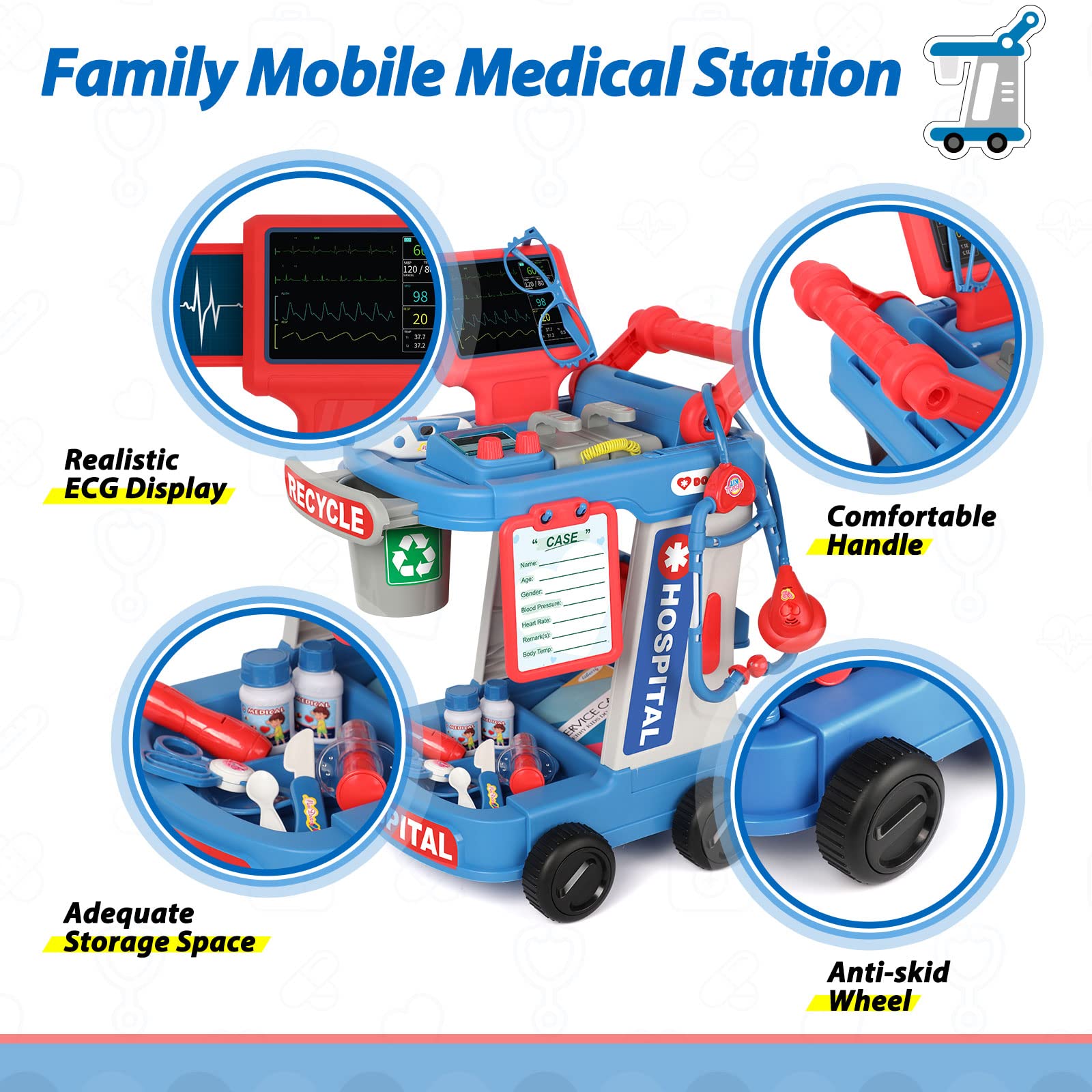 Liberry Toddlers Doctor Kit Toy for Girls Boys Ages 2 3 4 5, Blue