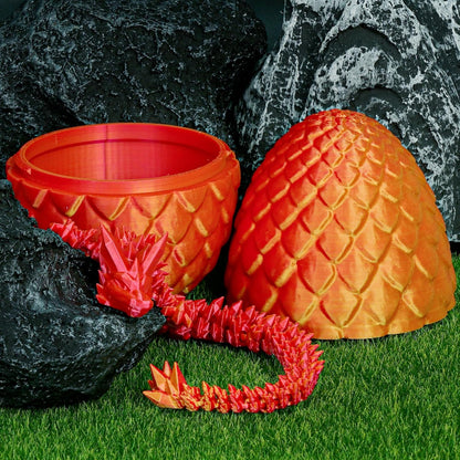 Dragon Eggs with Dragon Inside, 3D Printed Surprise Funny Gifts for Kids, Boys, Girls, Articulated Dragon Fidget Toys for Adults, Executive Desk Toys Office Room Decor (Orange Red)