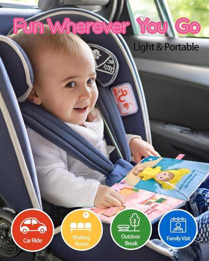 Interactive Sensory Soft Cloth Book, Educational Crinkle Quiet Activity Busy Book for Babies,Toddler Travel Toy Gift for 1-3 Year Old Boys and Girls (Dress Me Right)