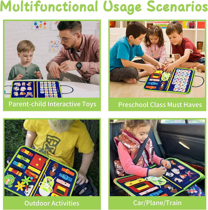 TenFans Busy Board - Montessori Toys for 1 2 3 Years Old - Sensory Toys for Autism - Toddler Toys Gift for Boys & Girls Learning Fine Motor Skills